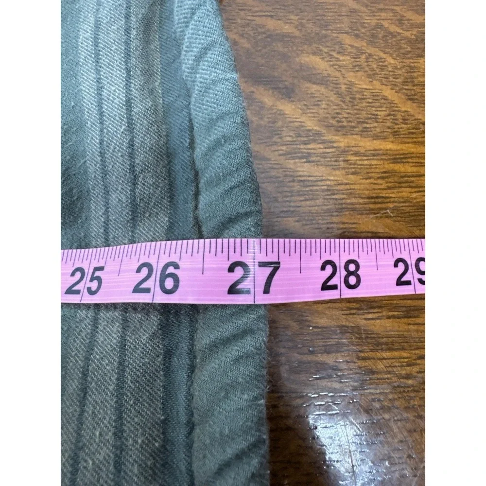 The North Face Jacket Mens Medium Green Striped Sherpa‎ Lined Flannel Shacket